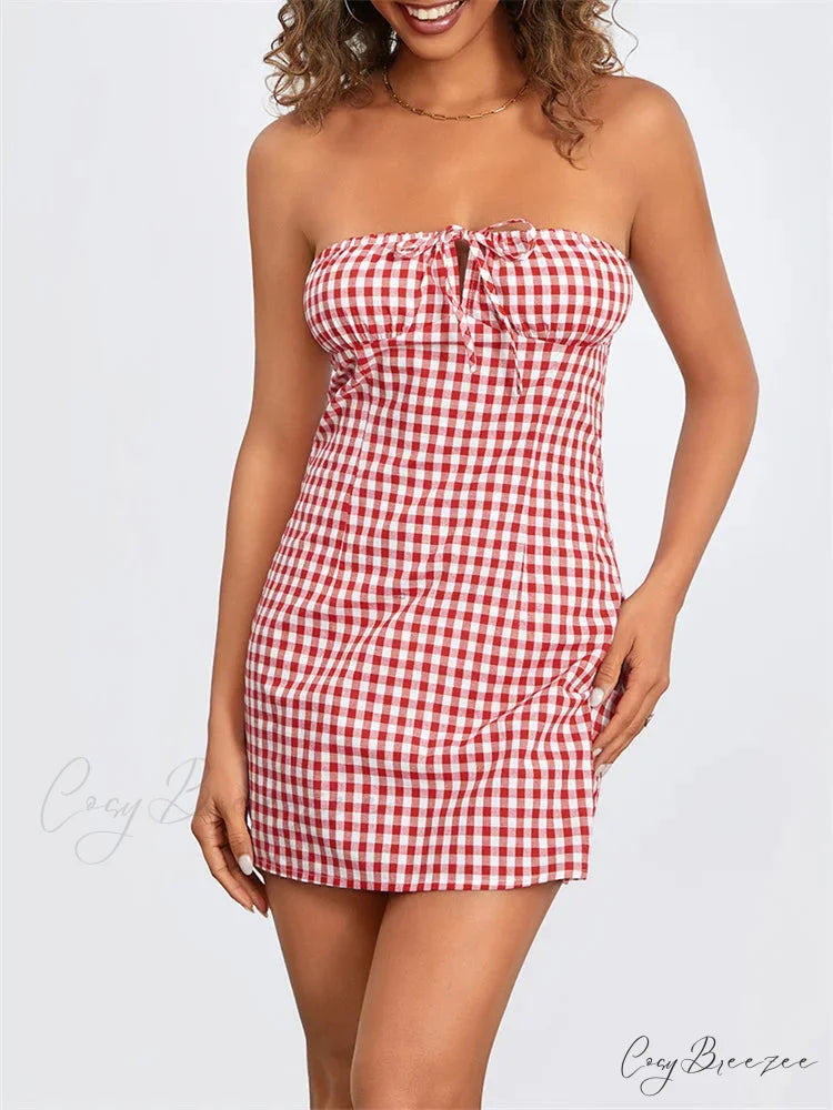 Knitted Floral Frilled Mini Dress red / S minidress-250223