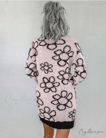 knitted flower dress S / khaki