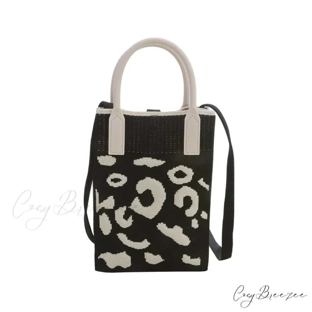 Knitted Mobile Mini Fashion Crossbody Bag Black handbag-250126
