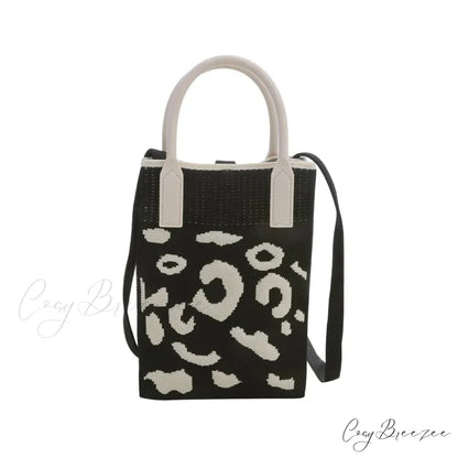Knitted Mobile Mini Fashion Crossbody Bag Black handbag-250126