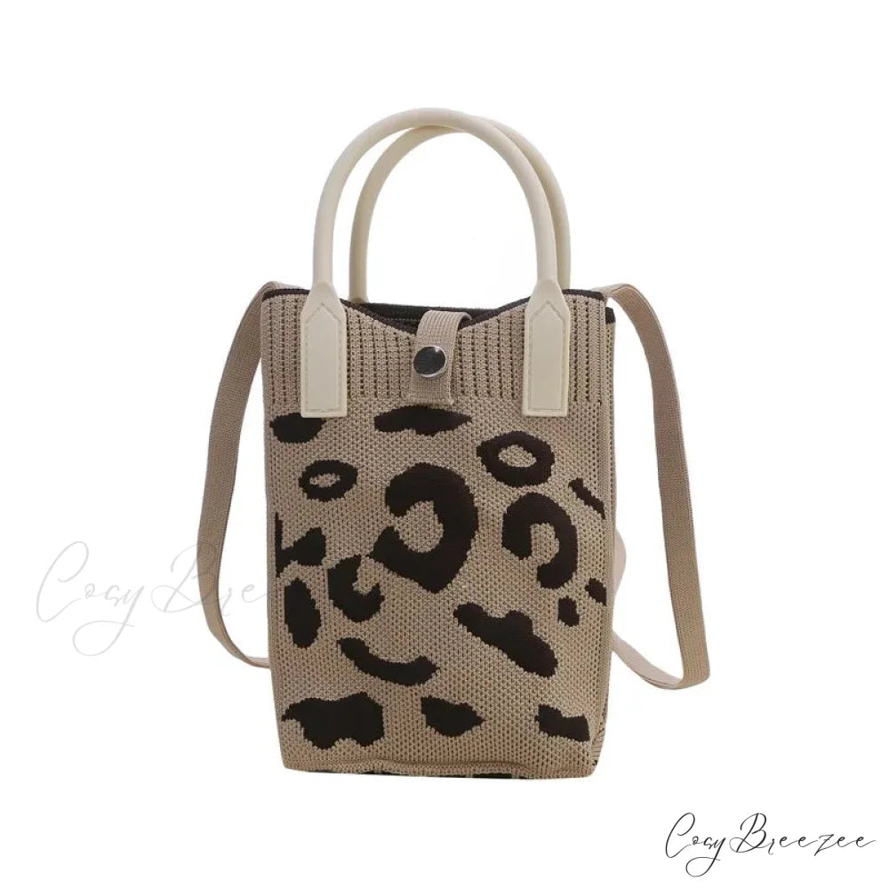 Knitted Mobile Mini Fashion Crossbody Bag Brown handbag-250126