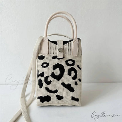 Knitted Mobile Mini Fashion Crossbody Bag White handbag-250126