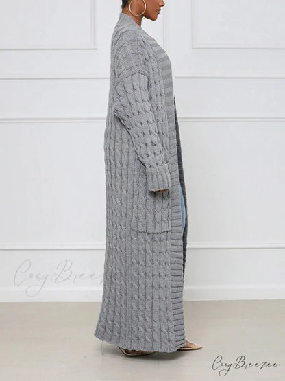Knitted Solid Graceful Open Front Cardigan