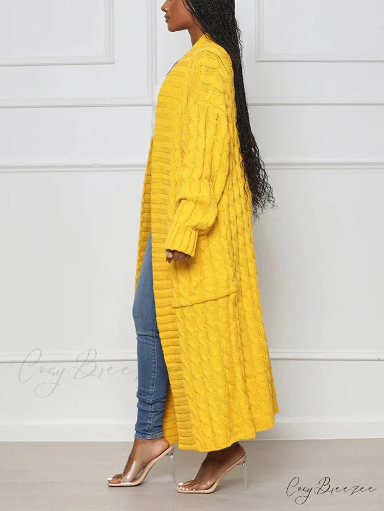Knitted Solid Graceful Open Front Cardigan