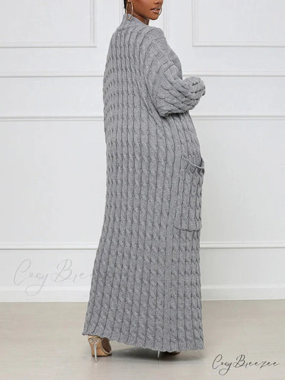 Knitted Solid Graceful Open Front Cardigan