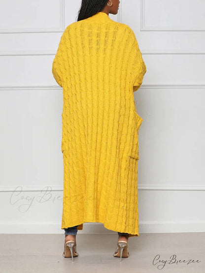 Knitted Solid Graceful Open Front Cardigan