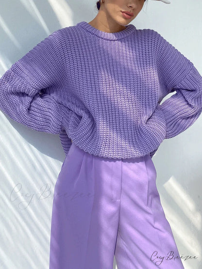 Knitted Solid Graceful Pocket Sweater Cardigan