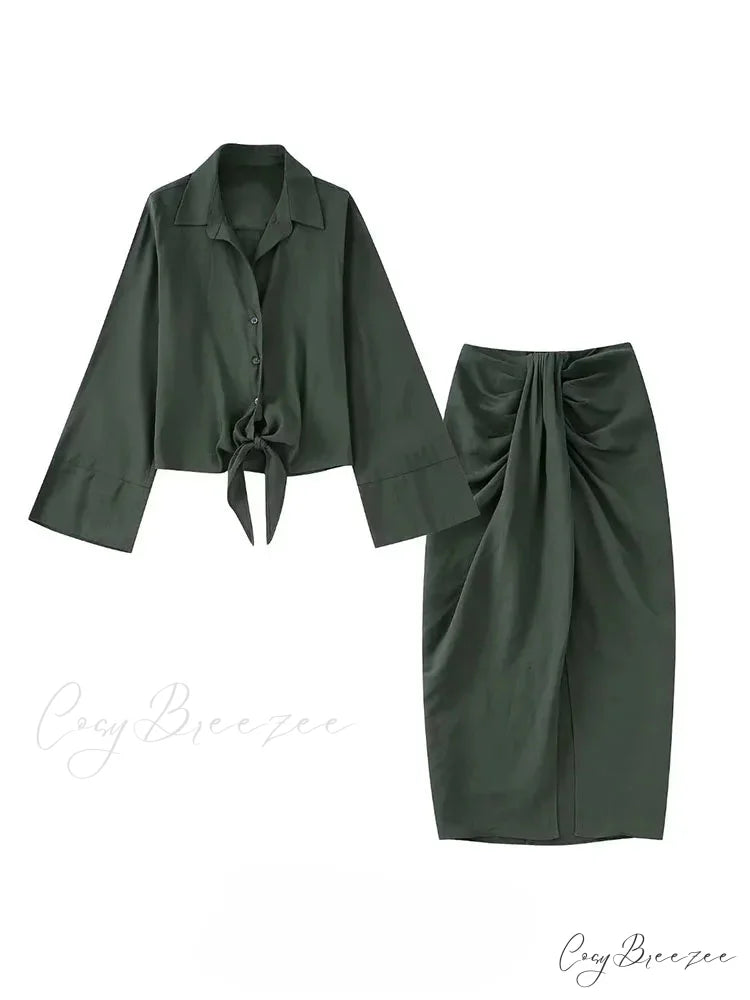Knotted Shirt Top Maxi Dress