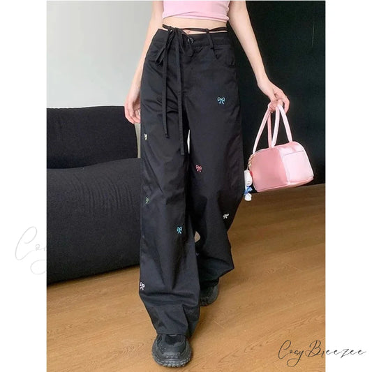 Korean Butterfly Embroidered Pants pants-241228