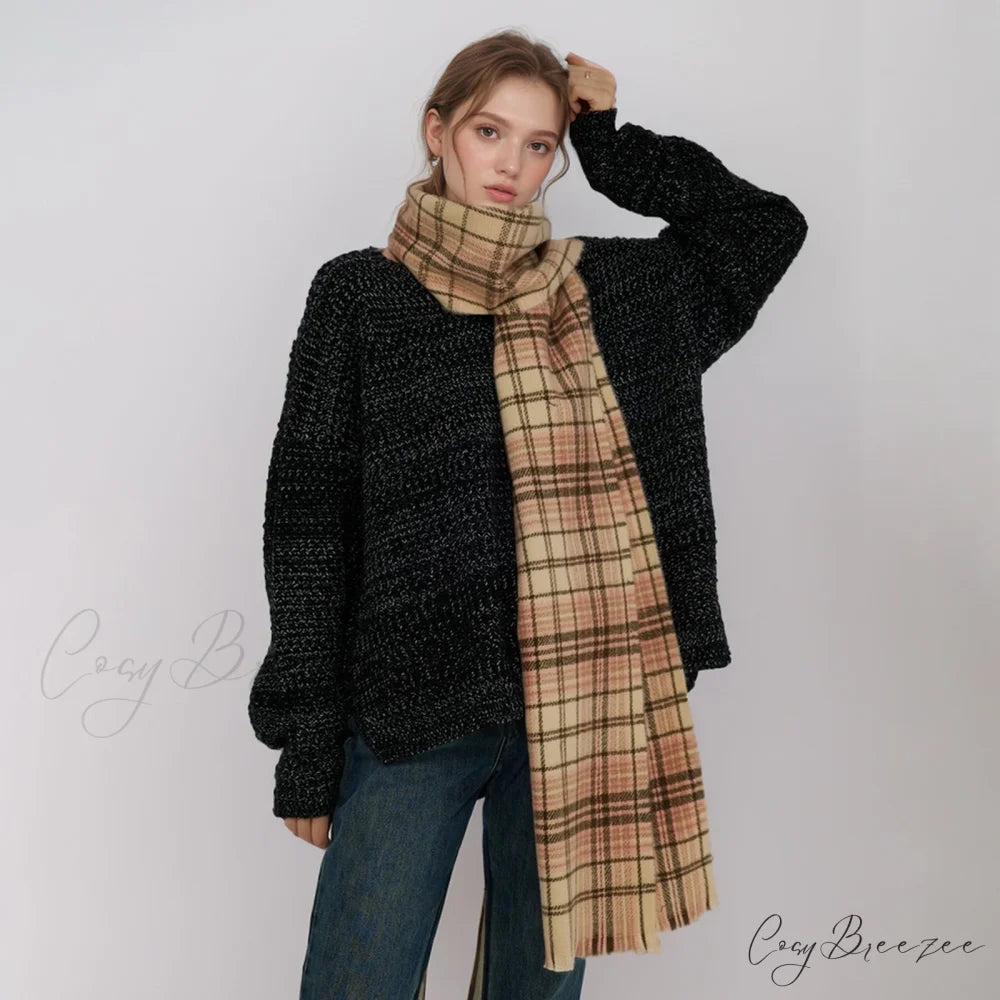 Korean Elegant Fashionable Soft Warm Cozy Classic Trendy Shawl Scarf BROWN