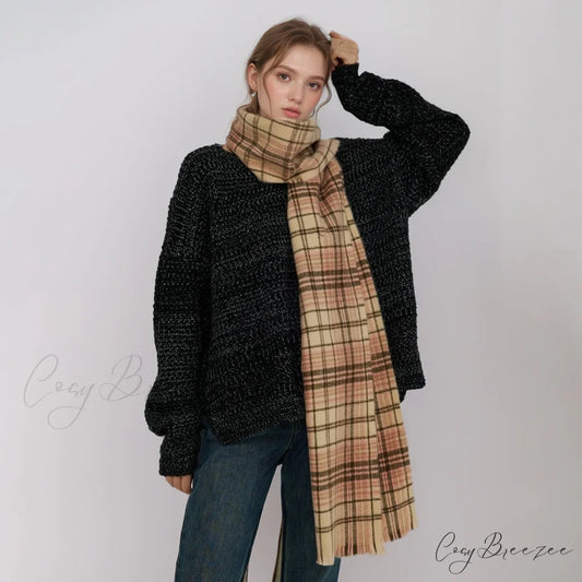 Korean Elegant Fashionable Soft Warm Cozy Classic Trendy Shawl Scarf BROWN