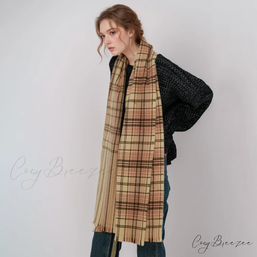 Korean Elegant Fashionable Soft Warm Cozy Classic Trendy Shawl Scarf BROWN