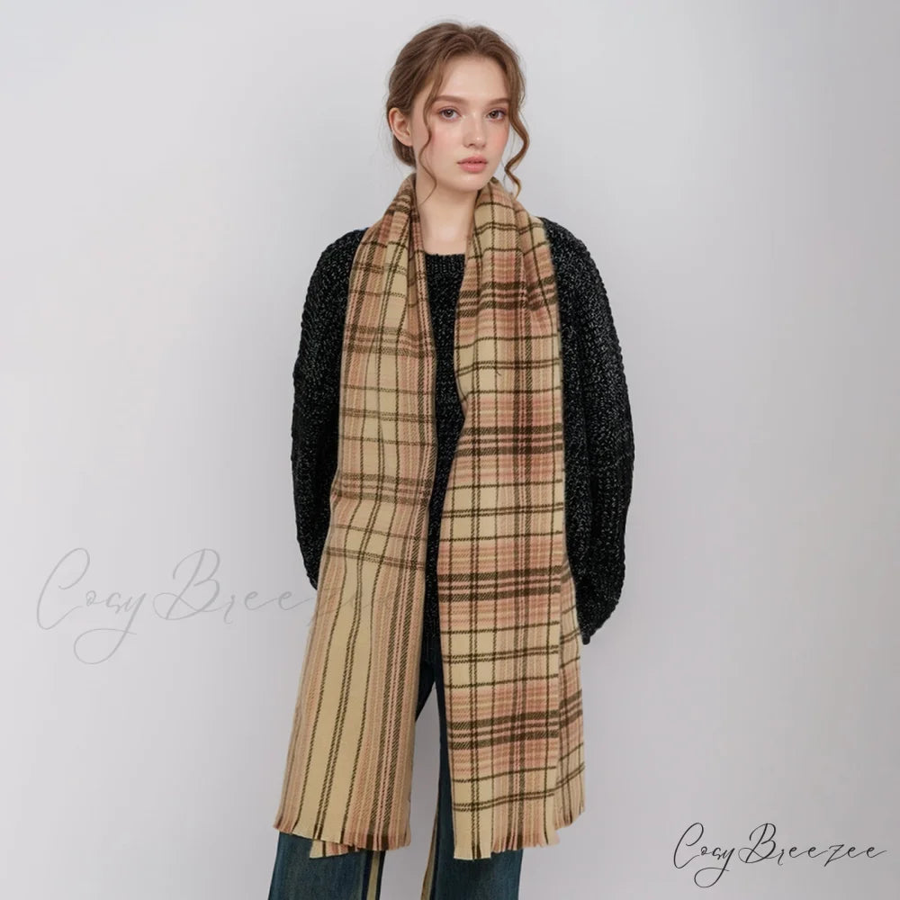 Korean Elegant Fashionable Soft Warm Cozy Classic Trendy Shawl Scarf BROWN
