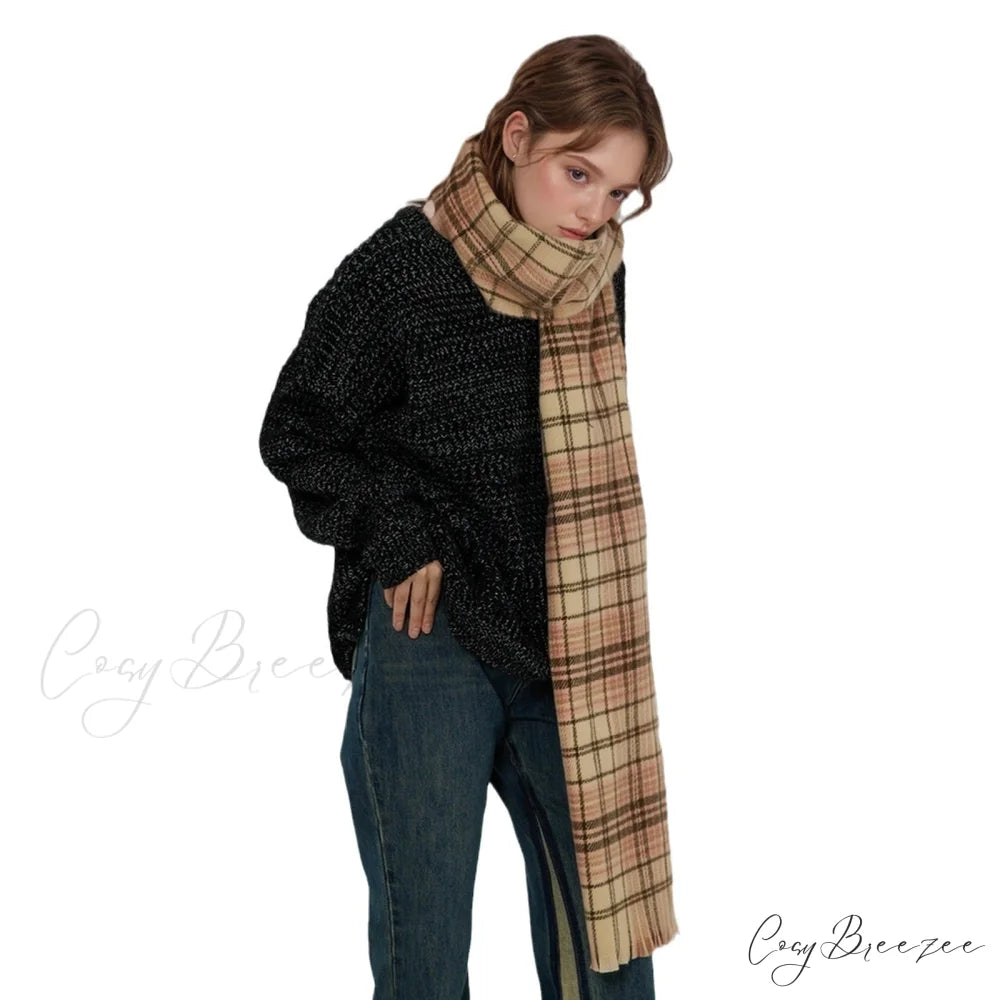 Korean Elegant Fashionable Soft Warm Cozy Classic Trendy Shawl Scarf BROWN