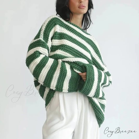 Korean Style Striped Oversized Sweater swraters-241228
