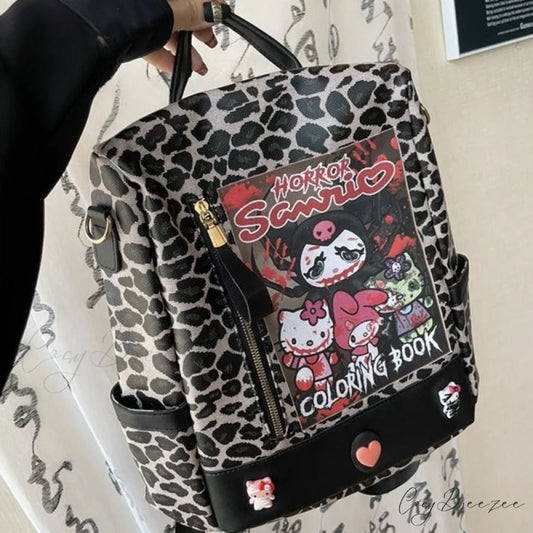 Kuromi Leopard Print Y2K Gothic Vintage Fashion Luxury Cartoon Cute Shoulder Bag BLACK LEOPARD