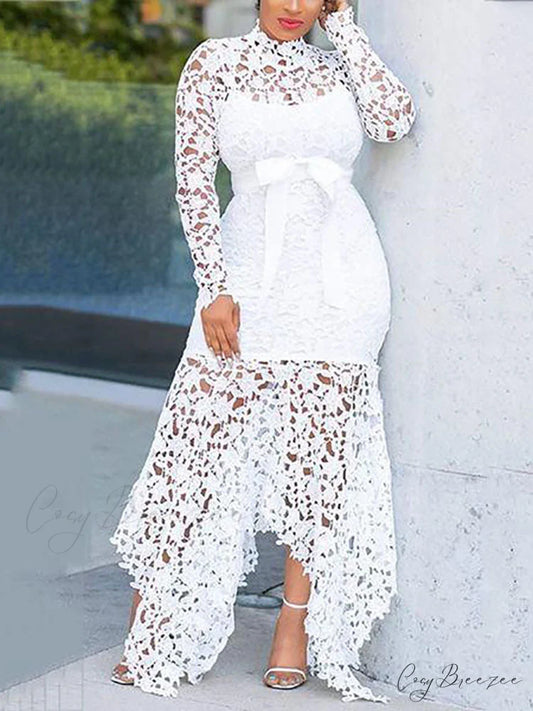Lace Charming Nightwear Dress White / S