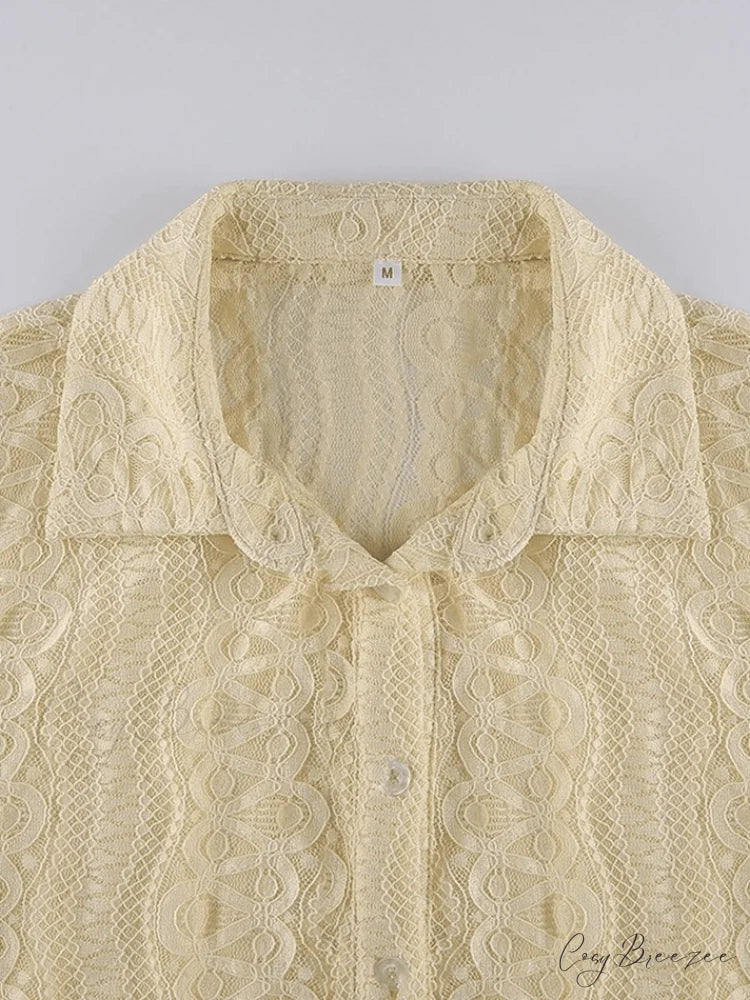 Lace Charming V-Neck Blouse