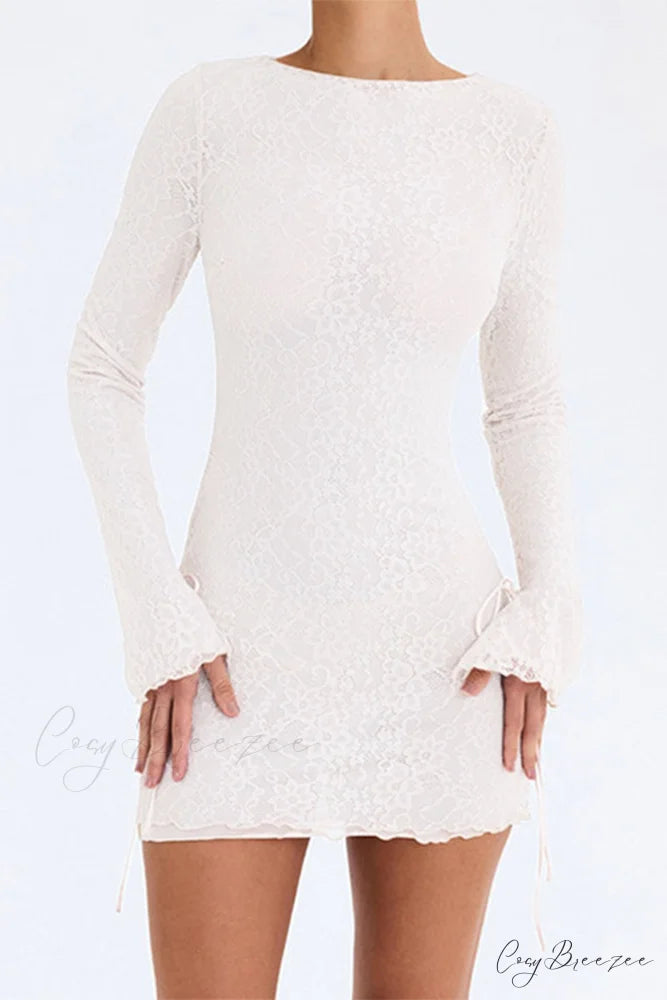 Lace Crew Neck Mini Dress