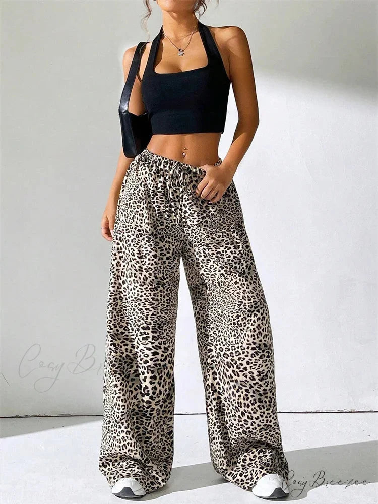 Lace Floral Sheer Stretchy Waist Spacious Pant pant-250223