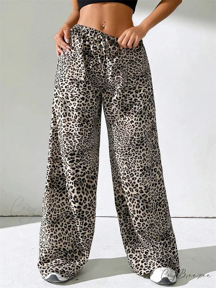 Lace Floral Sheer Stretchy Waist Spacious Pant pant-250223