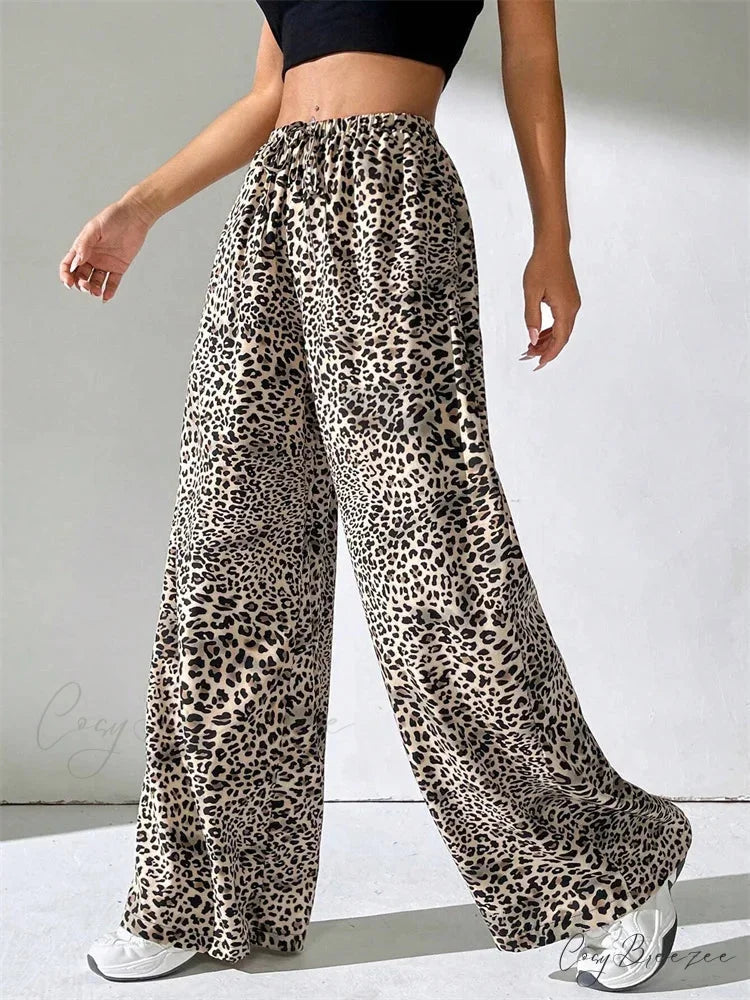 Lace Floral Sheer Stretchy Waist Spacious Pant pant-250223