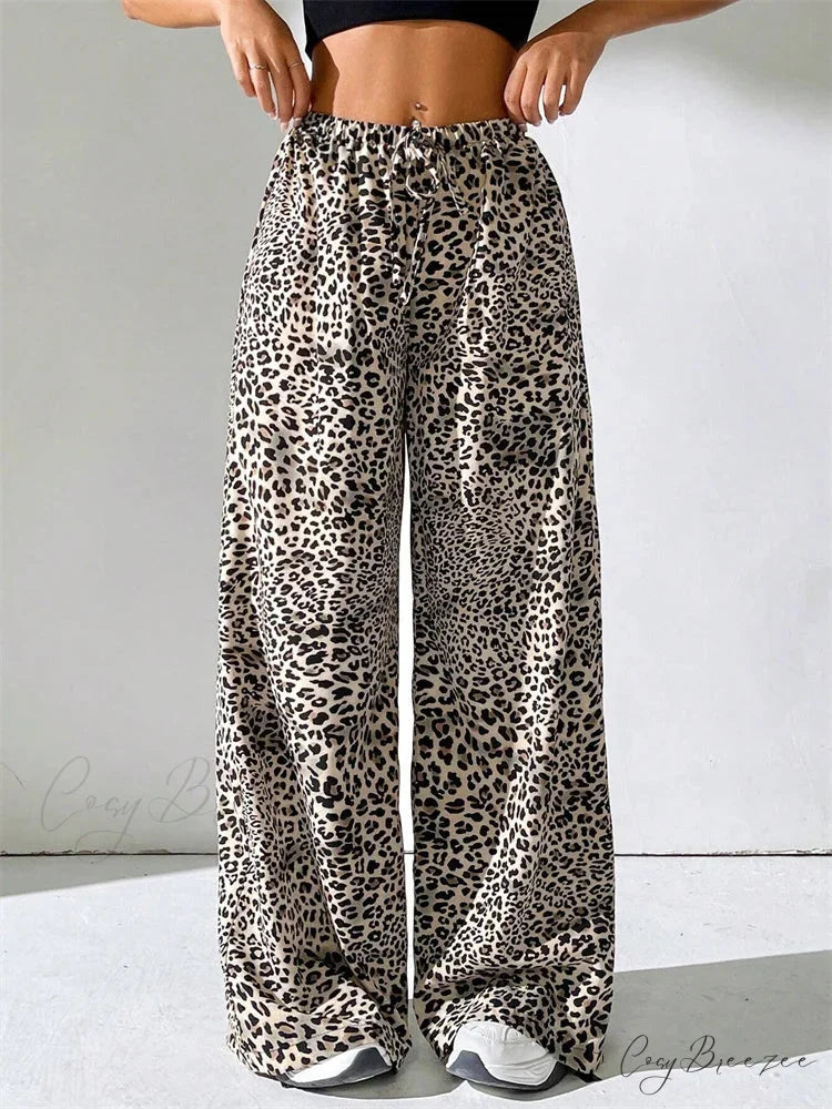 Lace Floral Sheer Stretchy Waist Spacious Pant Dark Brown / S pant-250223