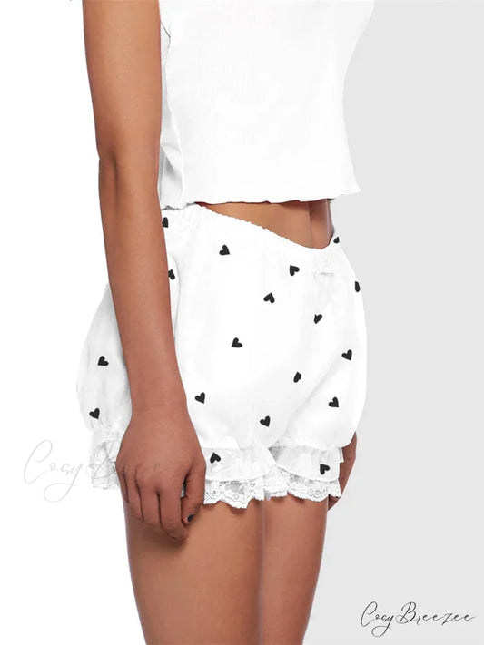 Lace Heart Bow Bloomer Shorts short-250223