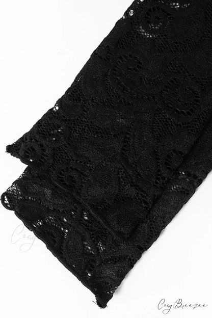 Lace Hollow Out Long Sleeve Pack Hip Dress