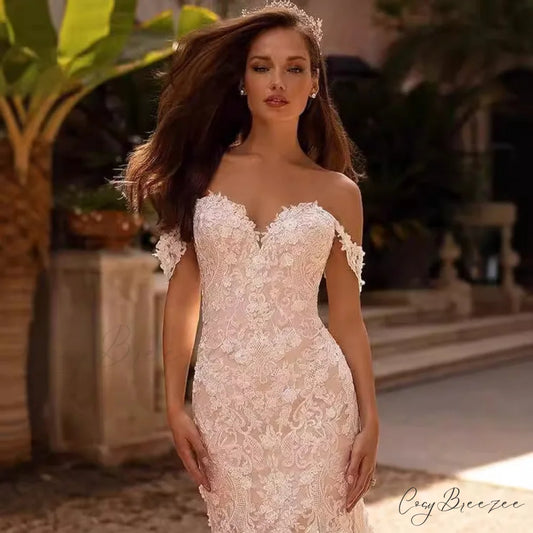 Lace Mermaid Outdoor Wedding Dress weddingdress-250223