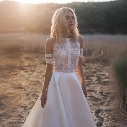Lace Mermaid Slim Fit Marriage Gown white / US:2 weddingdress-250223
