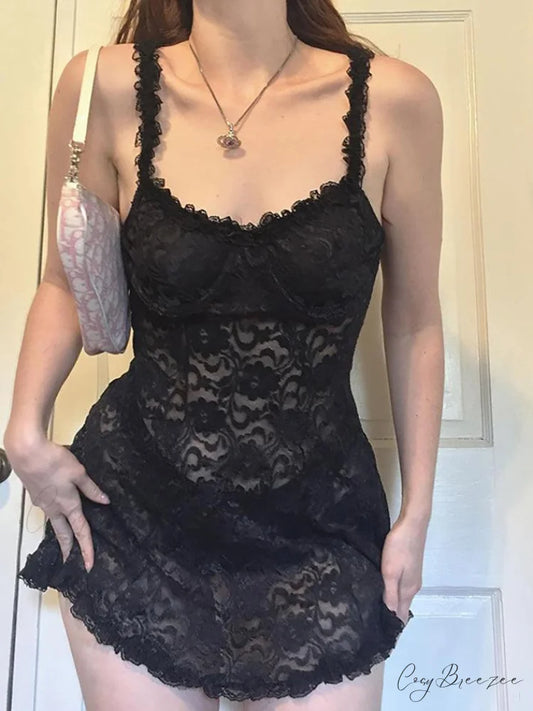 Lace Mesh Graceful Embroidery Corset Top Black / S