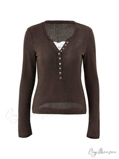 Lace Paneled Graceful Brown Tank Top