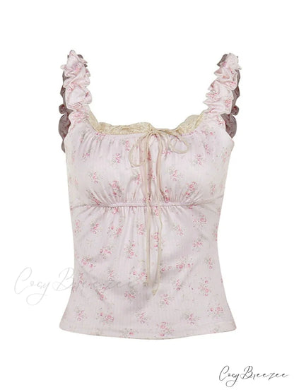 Lace Paneled Graceful Denim Corset Top