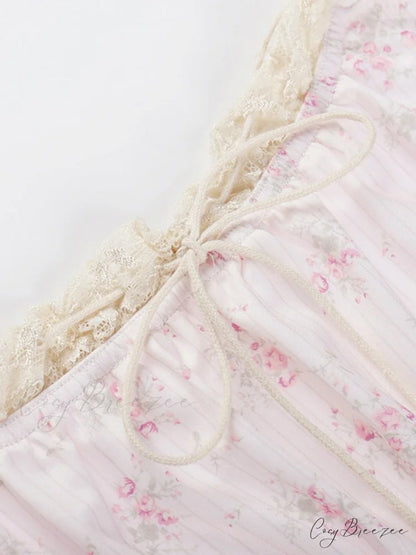 Lace Paneled Graceful Denim Corset Top