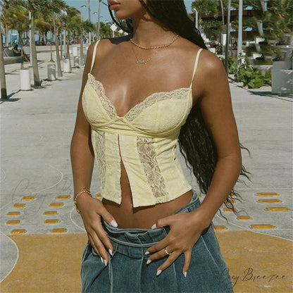 Lace Patchwork Bustier Crop Top croptop-250223