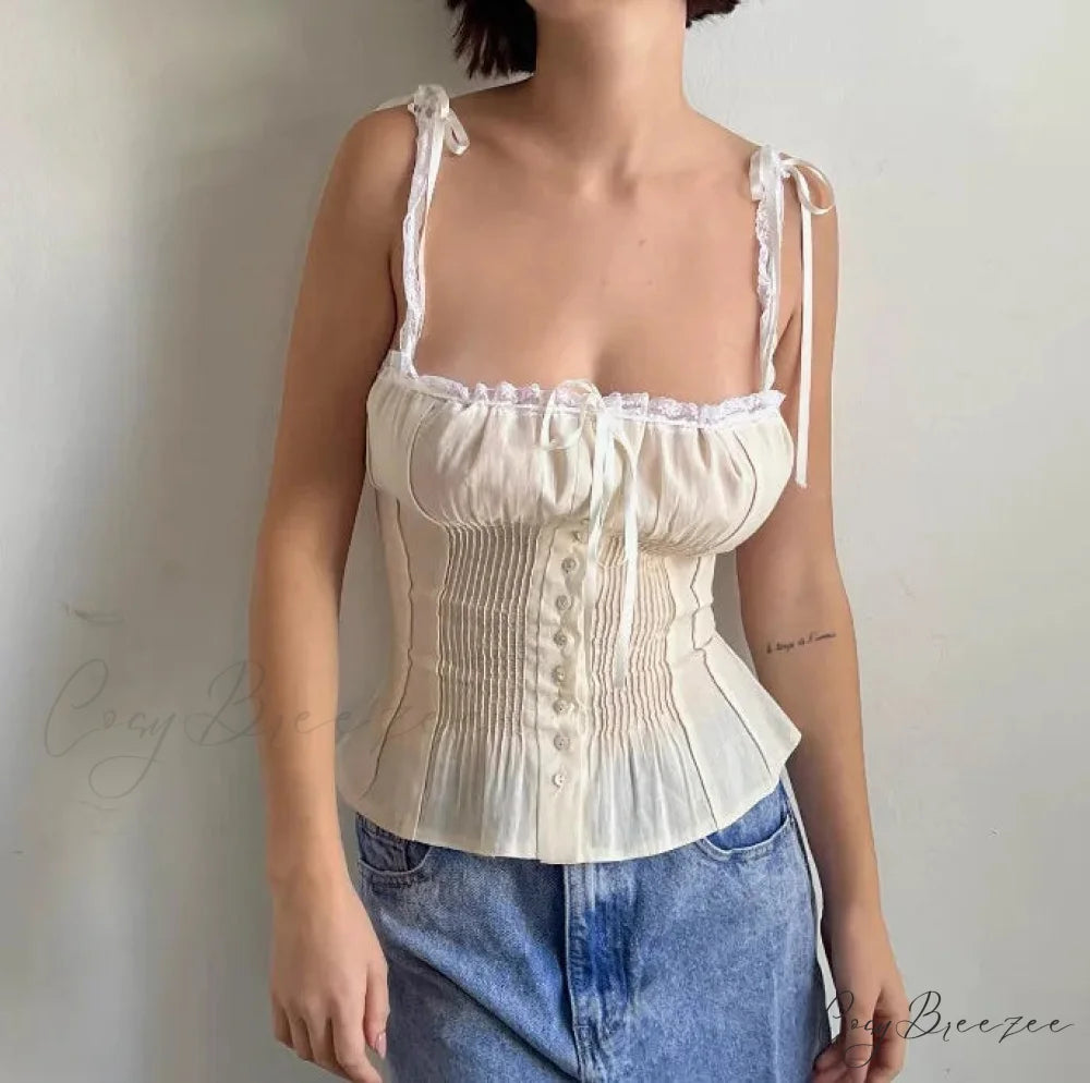 Lace Patchwork Bustier Crop Top white 2 / S croptop-250223