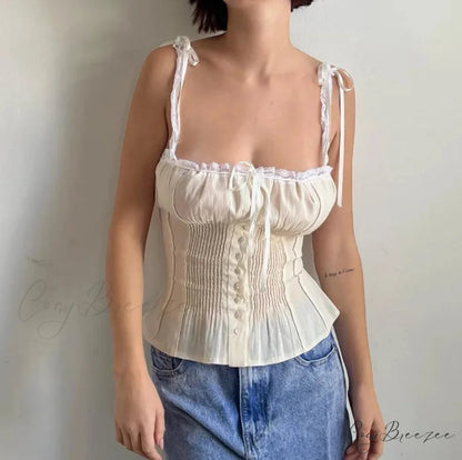 Lace Patchwork Bustier Crop Top white 2 / S croptop-250223