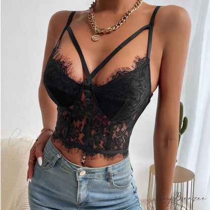 Lace Perspective Spice Girls Halter Corset Top croptop-250126