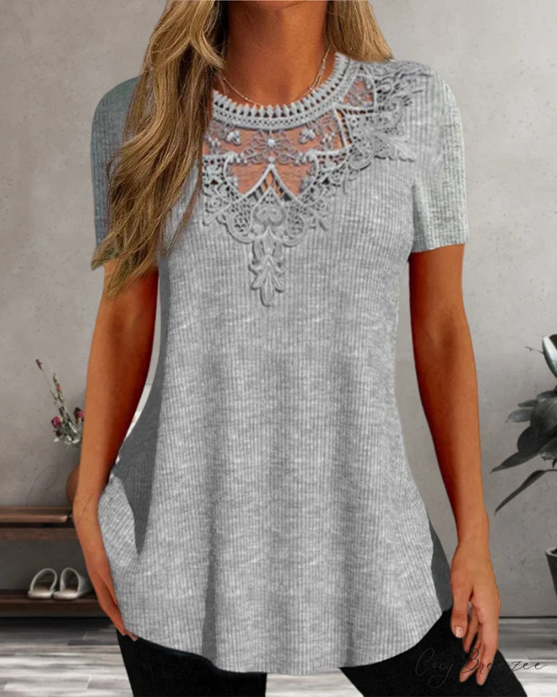 Lace Round Neck T-shirt