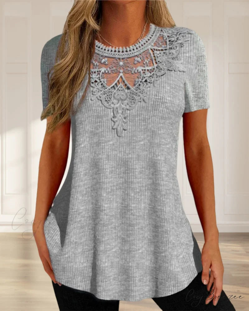 Lace Round Neck T-shirt