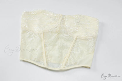 Lace Sheer Corset Charming And Mini Skirt Set