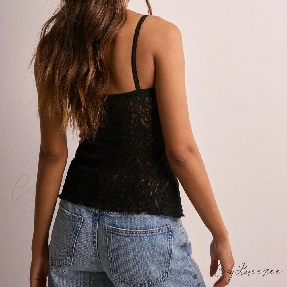Lace Sheer Korean Crop Top black / S croptop-250223