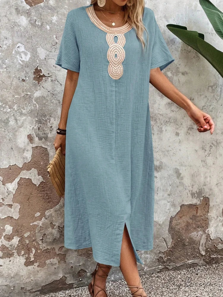 Lace Split Hem Tunic Dress