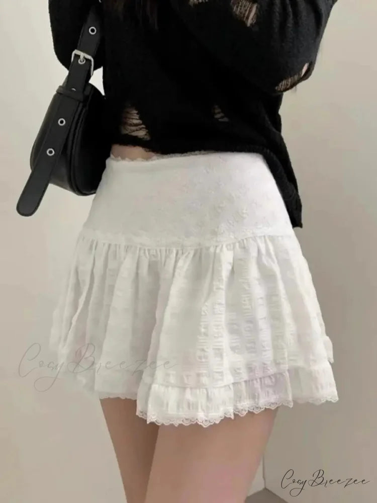 Lace Sweet Layered Waist Skirt skirts-250223