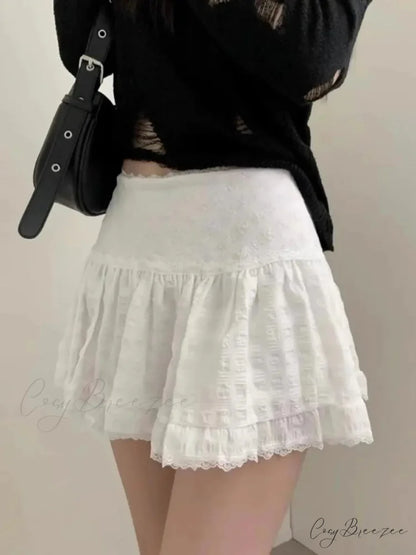 Lace Sweet Layered Waist Skirt skirts-250223