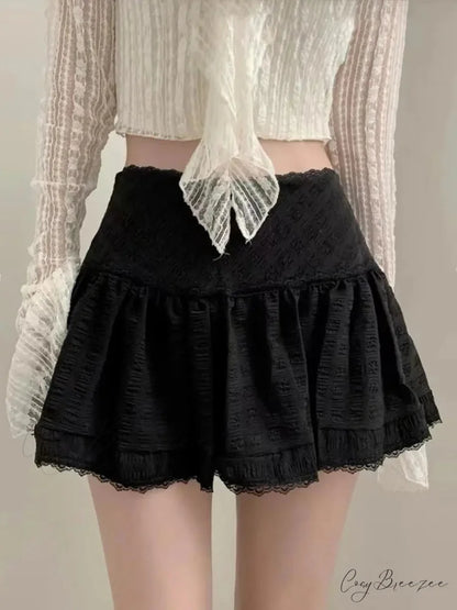 Lace Sweet Layered Waist Skirt skirts-250223