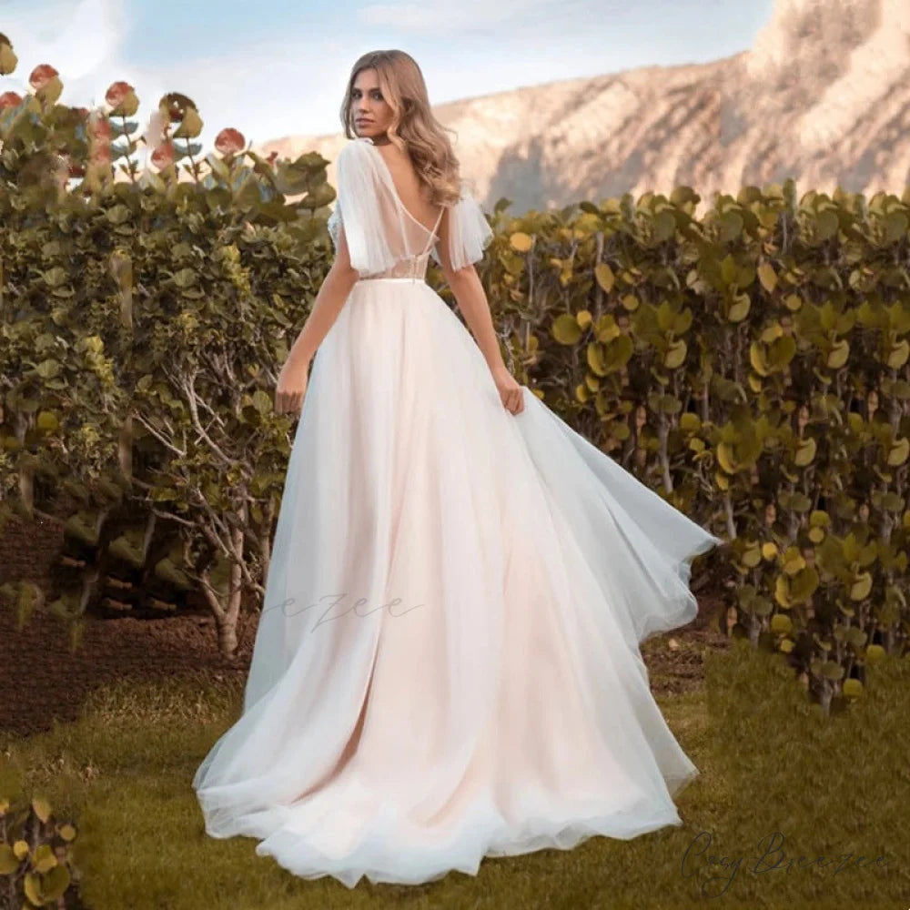 Lace Thin Strap Bridal Gown weddingdress-250223