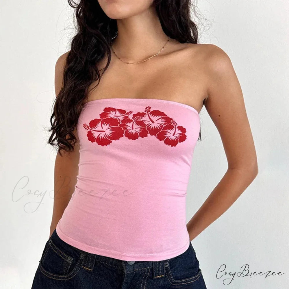 Lace Trim Slim Fit Y2K Summer Floral Sleeveless Casual Basic Crop Top croptop-250126