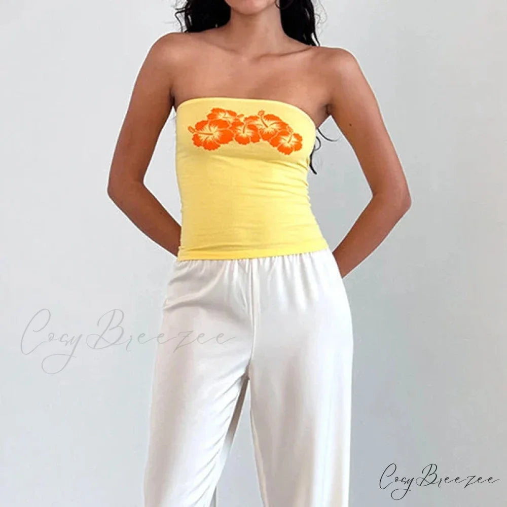 Lace Trim Slim Fit Y2K Summer Floral Sleeveless Casual Basic Crop Top croptop-250126
